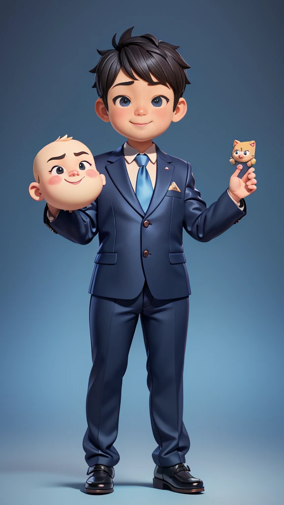 (The best quality at its best,4K,8k,High resolution,masterpiece:1.2),Super detailed,(Actual,Realistically,Realistically:1.37)Happy little fat man。Boys。He is the president。suit。Blue tie。Highly detailed characters, Anime style 3D, Algorithm animation, Rosco ...