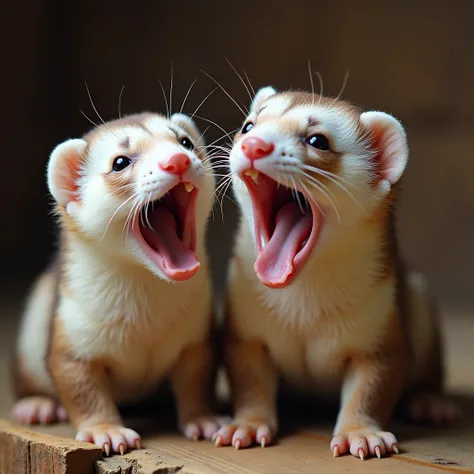 Ferrets yawns