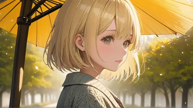 (Bob Cut Hair, Platinum Blonde Hair, profile:1.2),(Wear a cardigan over a collared shirt:1.2),1 person,Japanese,21 years old,(Small breasts:1.3),(Highest quality,masterpiece:1.3,超A high resolution,),(Ultra-detailed,Caustics),(Photorealistic:1.4,RAW shootin...