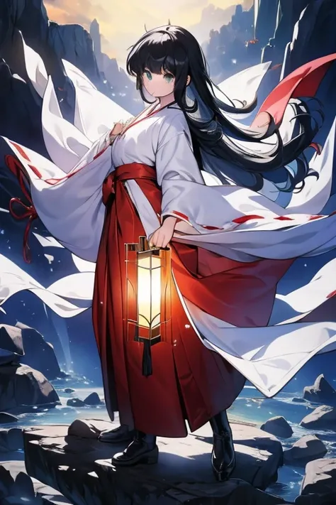 Highest quality, Very detailed,masterpiece,anime, Ultra-high resolution,If you look closely at the eyes, Best illustrations, A very condensed individual, （Very delicate and cute face）、Character portrait、Full body portrait、Beautiful girl，Shrine maiden，Japan...