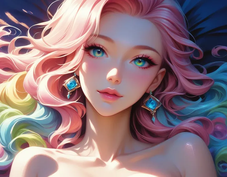 a beautiful fantasy style painting of a beautiful nude woman who gradually transforms into a vibrant rose, highly detailed, vibr...