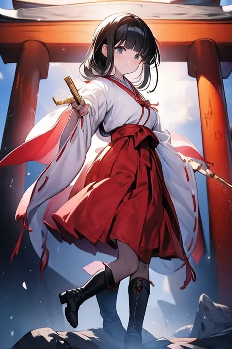 Highest quality, Very detailed,masterpiece,anime, Ultra-high resolution,If you look closely at the eyes, Best illustrations, A very condensed individual, （Very delicate and cute face）、Character portrait、Full body portrait、beautiful girl，Shrine maiden，Japan...