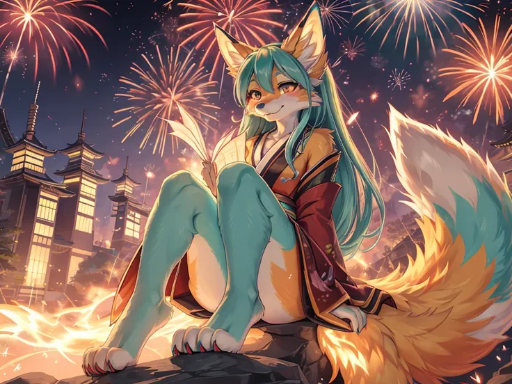 ((a masterpiece))the best quality, japanese teen hatsune miku x kitsune , fox face elongated snout add detail, surprise face, ad...