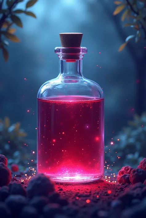 Pixelated transparent bottle with red liquid