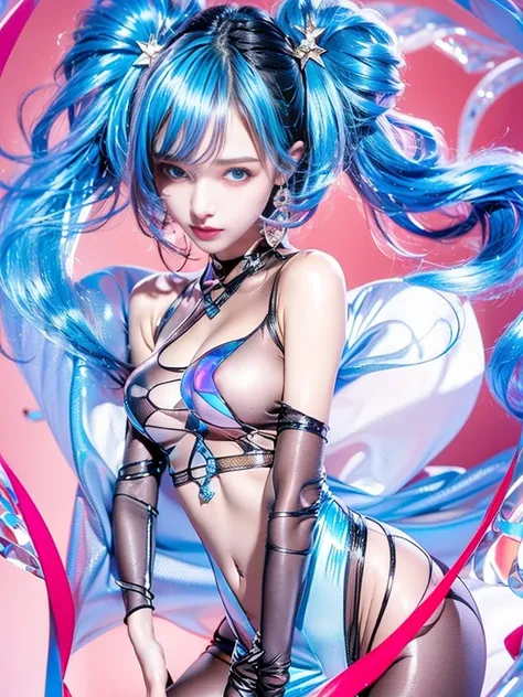 1，(((bishoujo，Off-shoulder，Shoulder straps slipping off，cleavage cutout，Shocked，Asymmetry，irregular，open cloths，Shy，Colored Contact Lenses，Exposed breasts，Pure and sexly，(Super skinny:1.5)，(See-through clothing:1.5)，sexly的表情，Conical chest，Broken clothes，to...