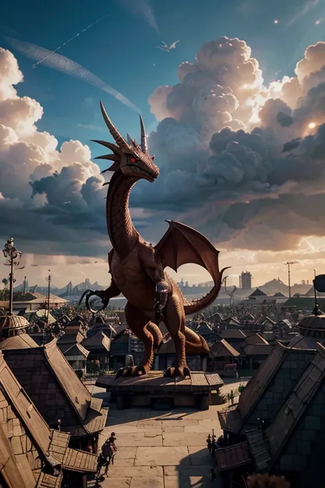 there is a dragon that is standing on a platform in front of a crowd, a cartoon by Alexander Fedosav, tumblr, hurufiyya, but as an anthropomorphic dragon, gelbooru anime image, as an anthropomorphic dragon, spike pit, slifer the sky dragon, pteranadon styl...