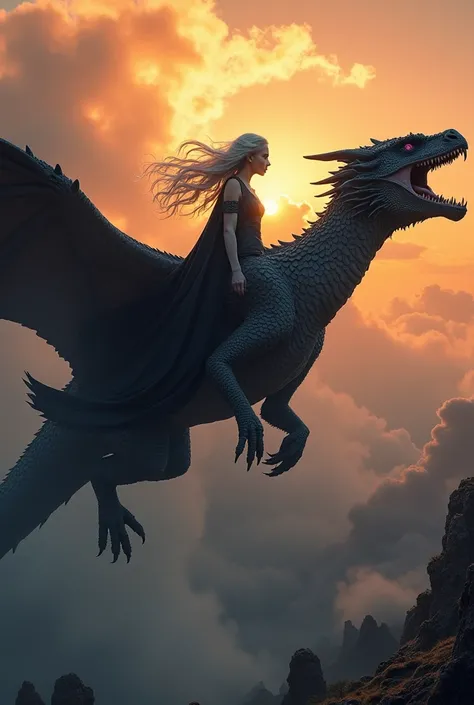 Emilia Clarke, daenerys targaryen, game of thrones naked on top of the dragon, ultra realisitic, Photorealist
