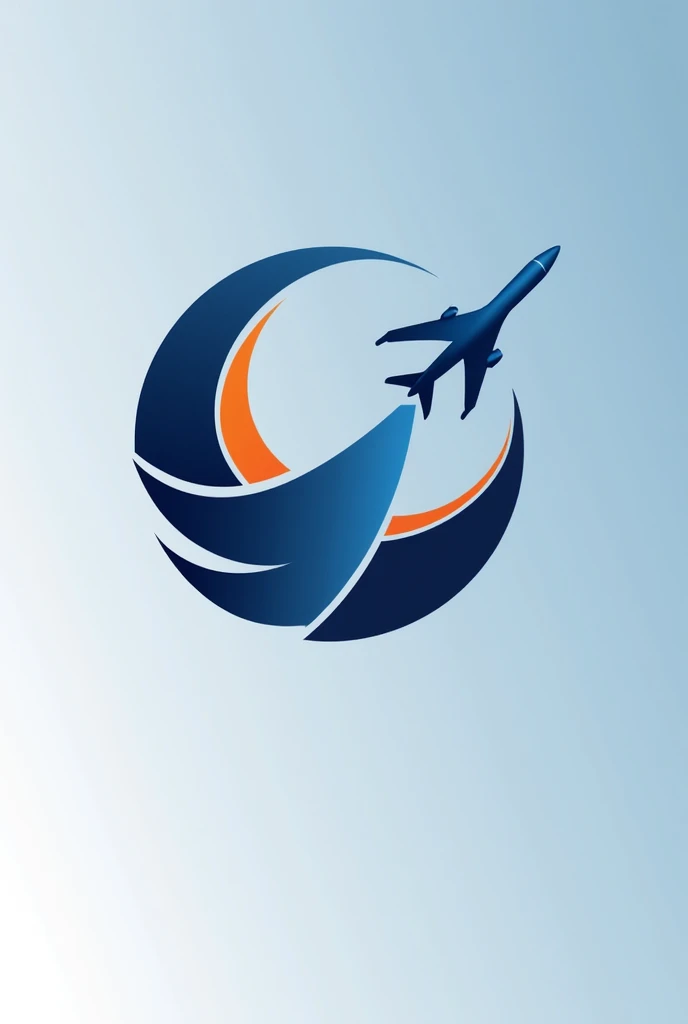 Create a logo for an aeronautical company in blue colors, white and orange