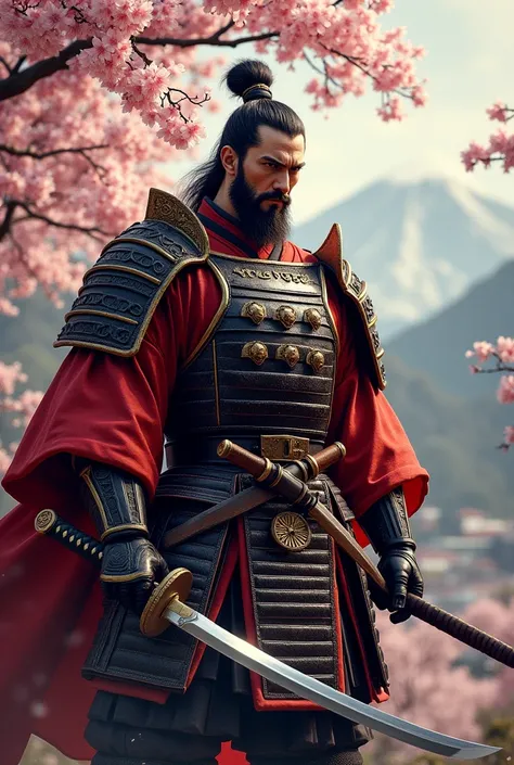 samurai, Japanese warrior, katana sword, armor, kimono, Japanglorious samurai, detailed facial features, muscular body, stoic expression, dynamic pose, ancient feudal Japan, cinematic lighting, dramatic shadows, vibrant colors, digital art