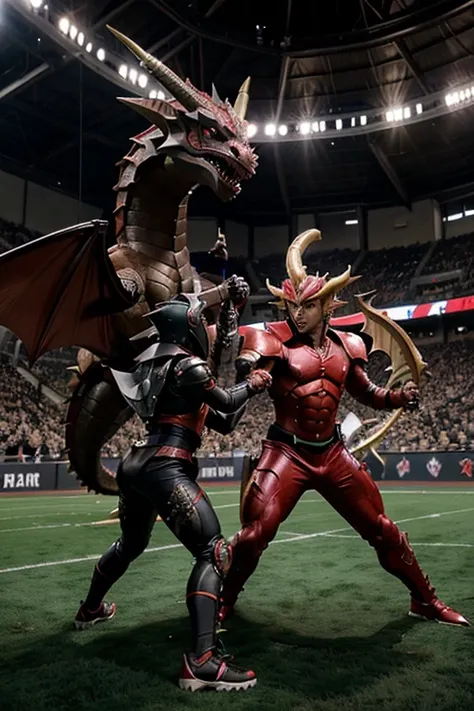 there is a dragon that is fighting a dragon in a stadium, slifer the sky dragon, gelbooru anime image, safebooru anime image, dialga the pokémon, a baddass dragon, gurren lagan, but as an anthropomorphic dragon, sharp!, dra the dragon, pokemon fighting at ...