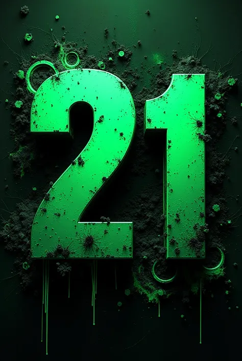 I want the number 21 in green with black undertones, another font and that it can be seen from the front, that it be a fractured font, another better one that makes the numbers look fat NOOOO
