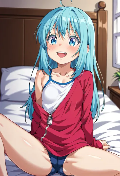 ((Highest quality)), ((masterpiece)), (be familiar with), Perfect Face, indoor, Bedroom, Watching the audience,
One woman, Rimuru=Tempest,
Open Mouth, Ecstatic expression, blush, smile,
Small breasts, Flat Chest, , , child, Girl,
Long Hair, Long Hair,
Leg ...