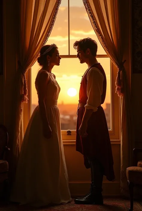 at sunset, Romeo prepares to leave Juliets room. They speak of a bird. The nurse warns them that Lady Capulet is about to arrive. Romeo and Juliet part with tears as Romeo leaves through the window.. Lady Capulet tells Juliet of the plans to marry Paris, b...