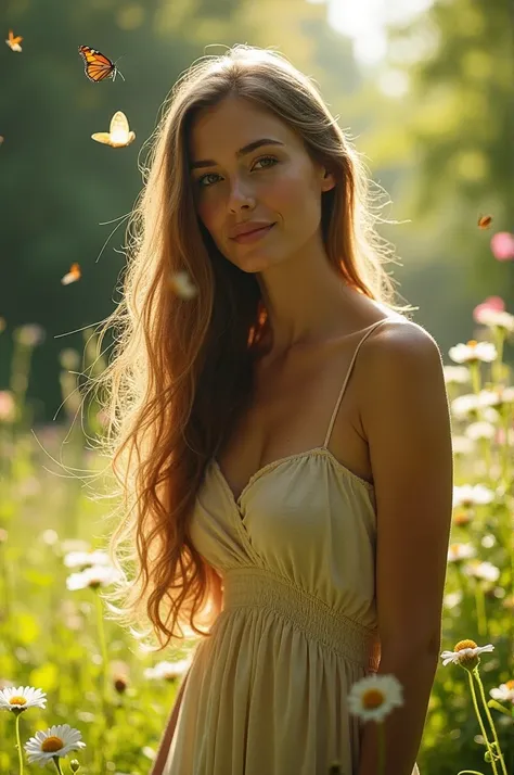 A naked long haired beauty