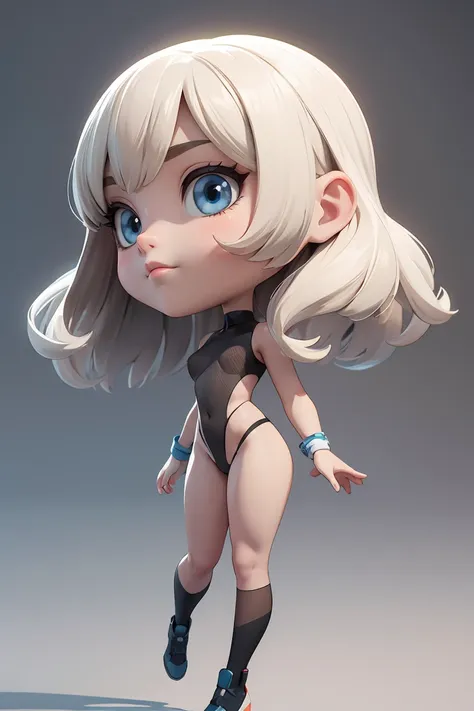 generate a full-body 3d model of a female character with a modern and sleek anime-inspired design. the character should be in a ...