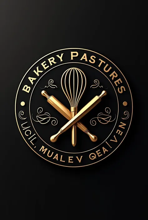 round logo for a bakery pastry shop. black and gold