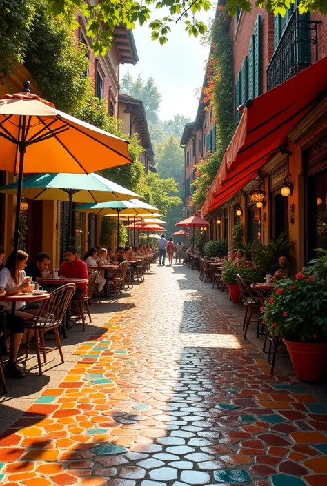 street with hexagonal tiles