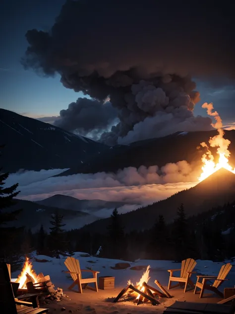 Smoke rising from a campfire