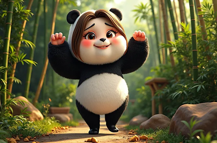 netflix studio.Naked girl in the image of a panda body with a panda texture cartoon!1