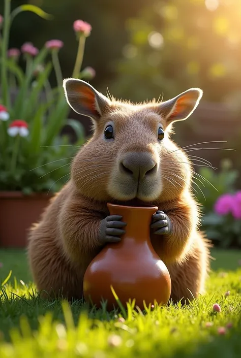 Capybara drinking mate