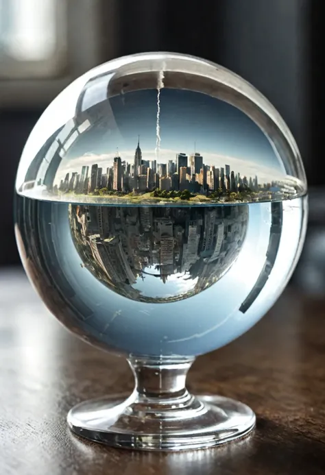 The upside-down world in a glass sphere, Maximum detail, a high resolution