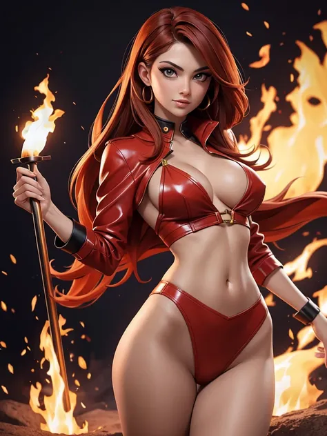 Fire personified as a sexy woman