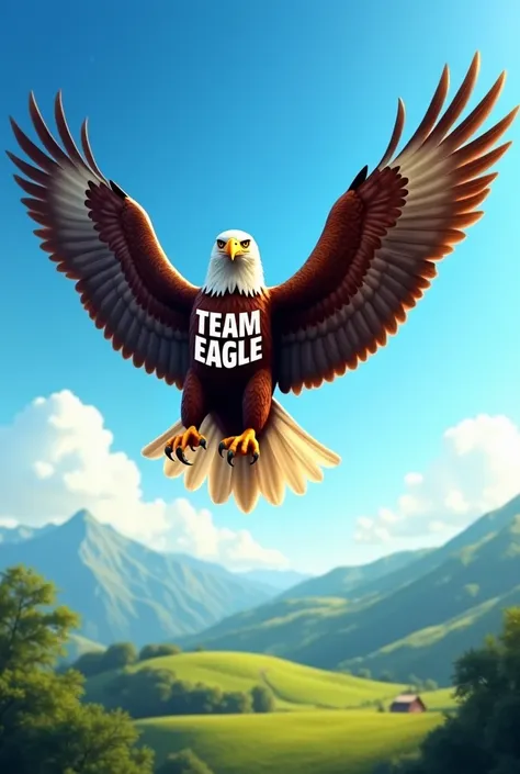 Make an image based on the following information: it must have an eagle and on its chest the word team eagle.make it simpler