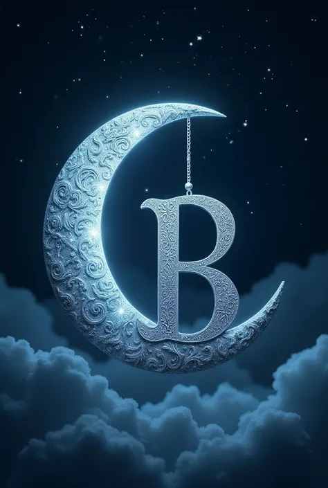 Image of a crescent moon with a B