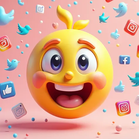 A 3d emoji, with a inspired face,  Brilliant ideas, social networks background transparent, illustration, 3d render