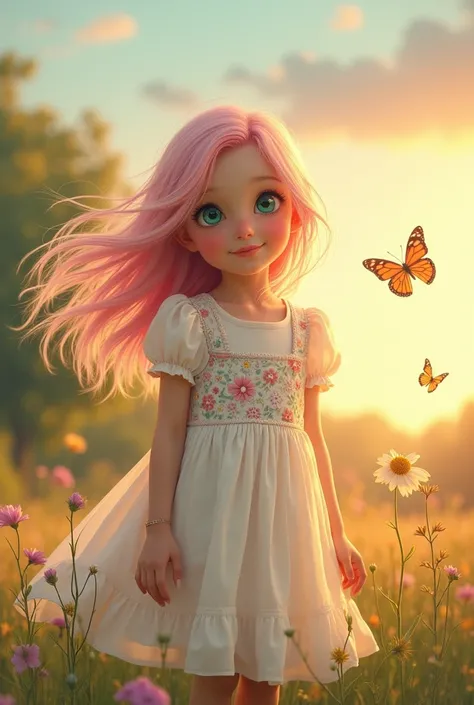 Girl with faded pink hair 