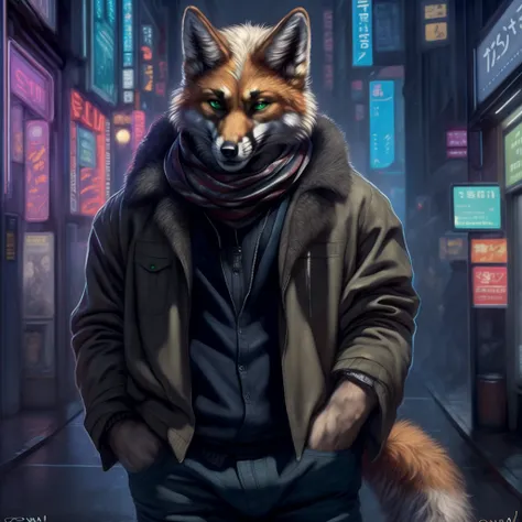 (by oouna, by honovy, by personalami, by clockhands) male, fox, solo, wearing jacket, green eyes, fox mccloud, wearing jacket, p...