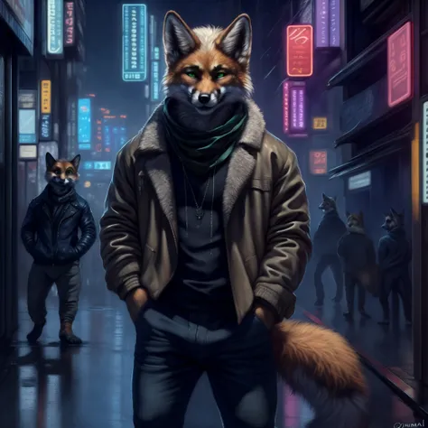 (by oouna, by honovy, by personalami, by clockhands) male, fox, solo, wearing jacket, green eyes, fox mccloud, wearing jacket, p...