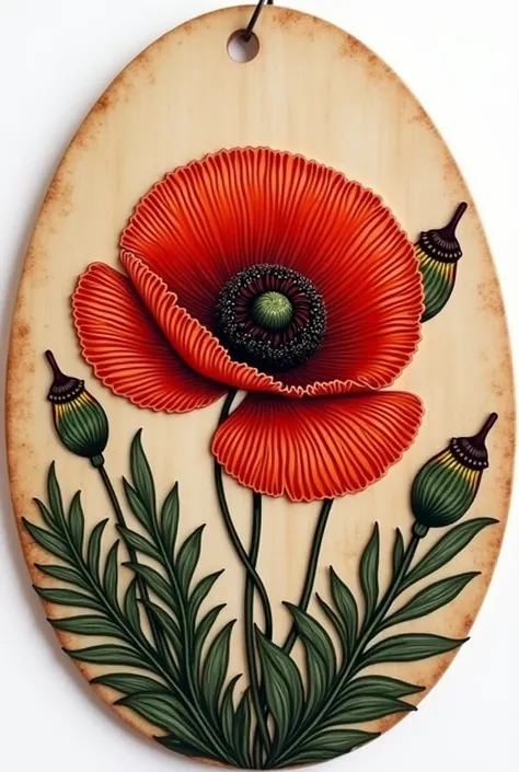 Please can you help me draw a poppy to be carved as coconut shells earrings - 2-3 inches (5-7.5 cm) in diameter. 