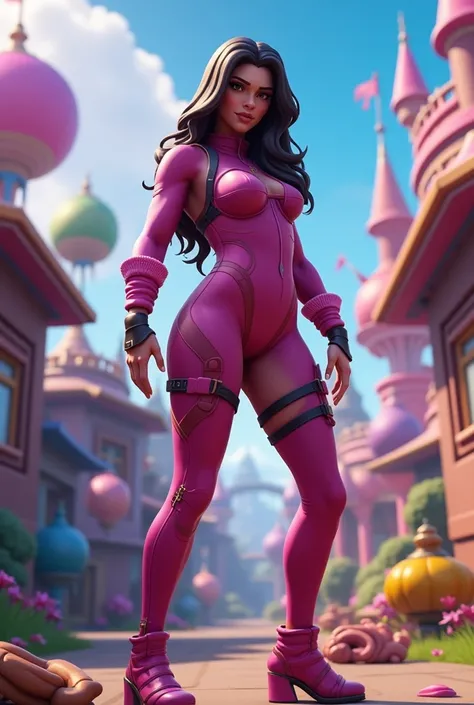 Onesie fortnite, skin tight outfit, thick thighs, butt, busty, voluptuous, seductive, masterpiece, realistic, best quality, ultra detail, ultra high res, extreme detail, highres