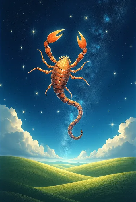 Astrological sign, scorpio virgo in a starry sky, but in broad daylight