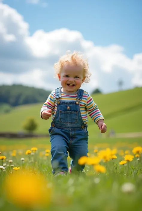 Un très beau bébé de 2ans qui marche en souriant 