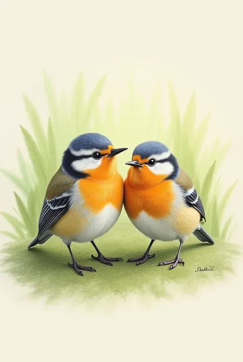 A pencil drawing of some tits