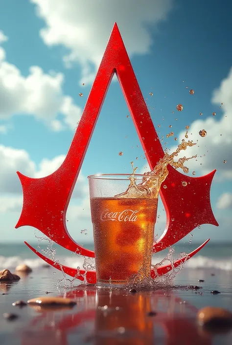 The Assassins Creed logo with a Coca-Cola theme