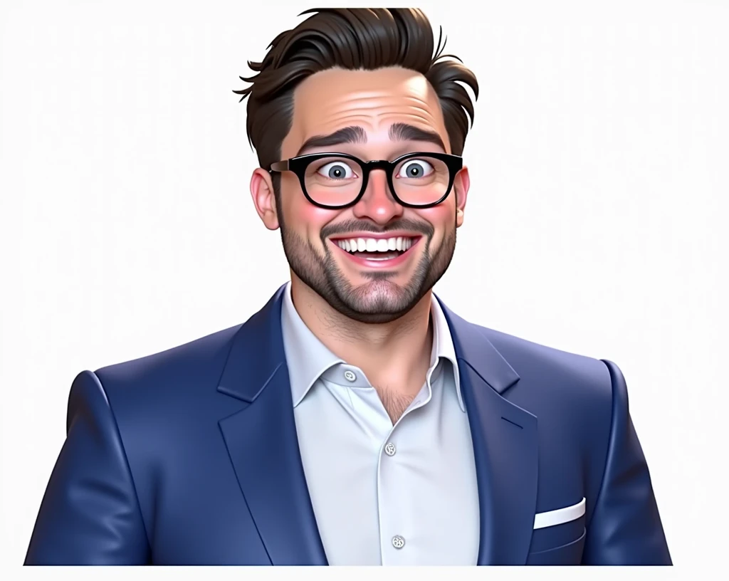 Cartoon character of a man in black glasses and blue shirt, animation character, stylized character, animation style rendering, 3d stylized, Arnold Maya rendering, Stylized 3D rendering, toon render screenshot, 3d character, 3d character, Stylized 3D rende...