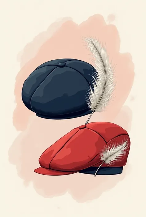 Vector of a beret and a feather, another beret style 