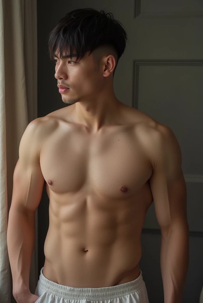 naked man , Asian guy , Lie on your back. , Lick the body ,5-man muscle , hug and kiss , big penis, See Dongkachut., Thrilling
