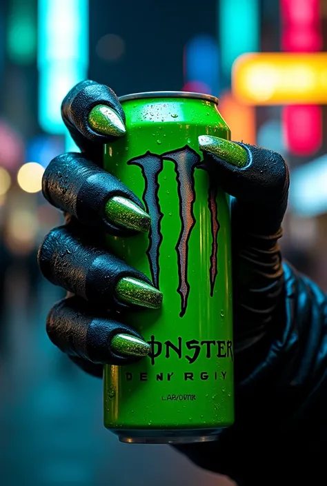 Claws with a can of Monster