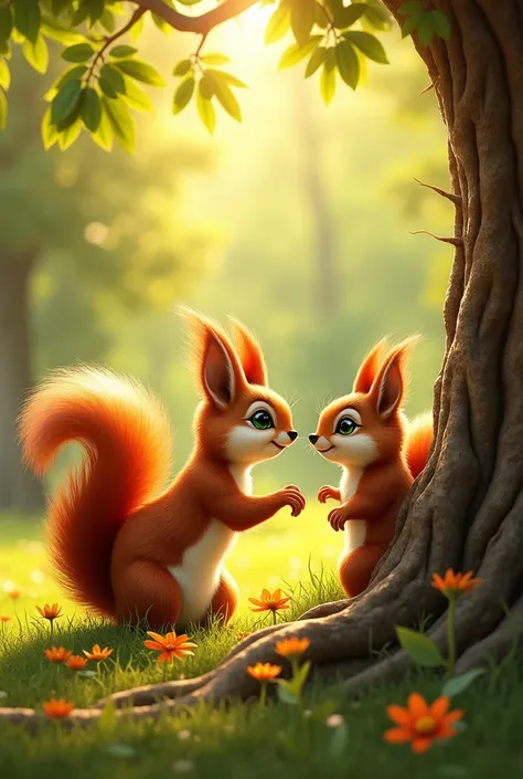 a sexy squirrel flirting with a male squirrel