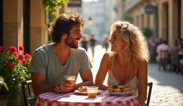 Two persons laughing after a joke