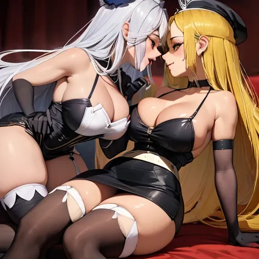 ((having hot lesbian sex in the bedroom. They are kissing, fondling, licking and with so much passion, these brunettes are so damn hot.)),thicc,(masterpiece, best quality:1.4), absurdres, highres, ultra detailed, beautiful, (secretary), (perfect face, deta...