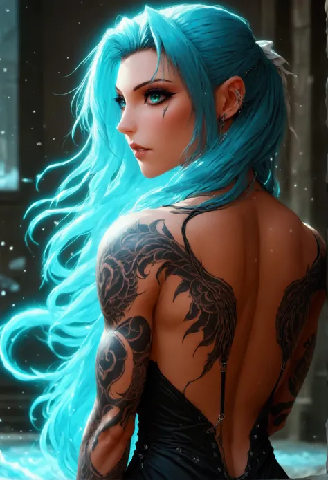 create a hyper detailed photograph of a tattooed muscular young sexy female deathknight, stunningly perfect gorgeous face, perfe...