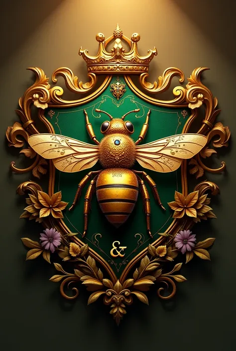 Create a 3D style image of a queen bee coat of arms for me  ,with the name highlighted Costa& Silva 