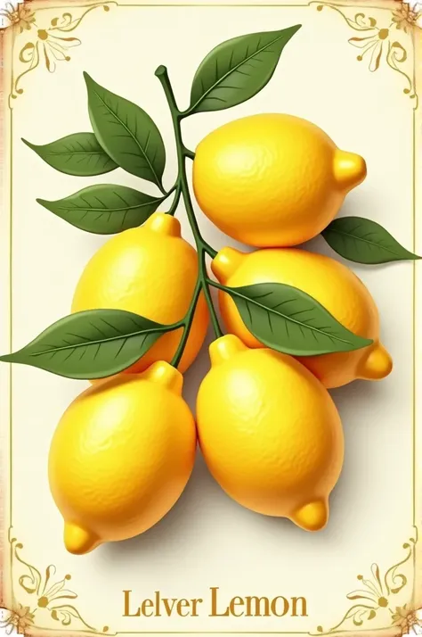 I need an image 12 cm wide by 6 cm high with various lemons and a white background in vintage style. This image will be for a label