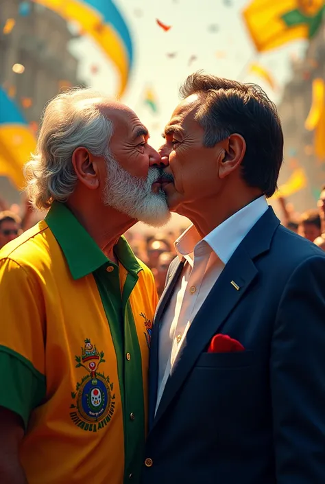 Lula and Bolsonaro kissing 