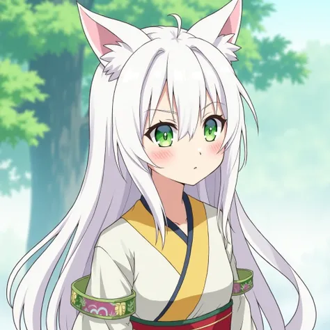 Summarized in the following list：

- **name**: Shibina
- **appearance**:
  - Hair color: White hair
  - Eye color: Green
  - Gender: Women - A haori suitable for an Imperial Princess - Features: beautiful girl、Long Hair、White beast ears
- **character**:
  ...